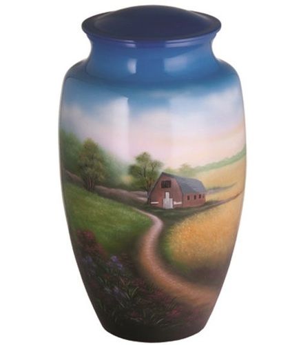 Country Scene Hand Painted Cremation Urn