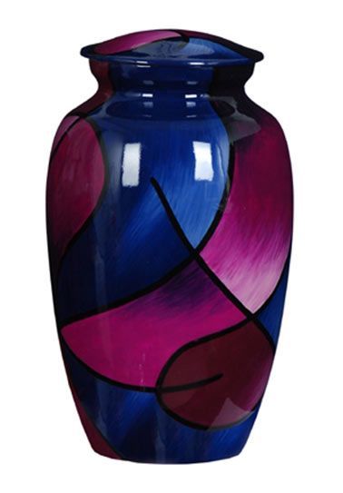 Blue with Purple Rose Hand Painted Cremation Urn