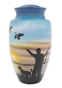 Blue with Purple Rose Hand Painted Cremation Urn