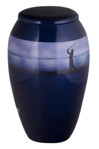 Golfers Silhouette Hand Painted Cremation Urn