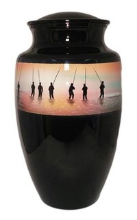 Golfers Silhouette Hand Painted Cremation Urn