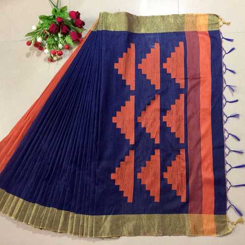 Dark Blue Raw Banglori Silk Weaving