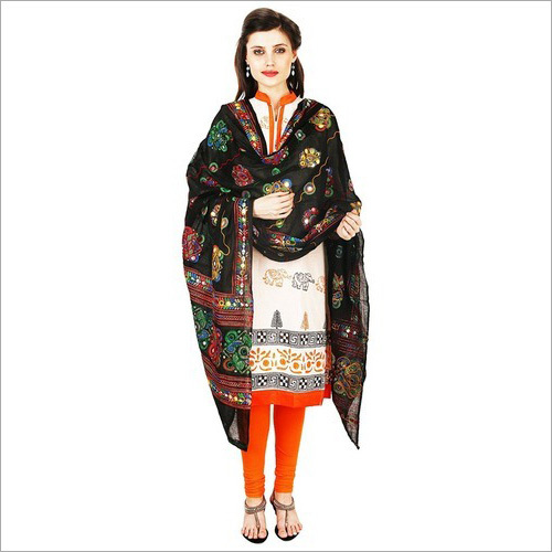 Ladies Cotton Glass Aari Work Dupatta