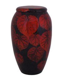 Exotic Floral Leaves Hand Painted Cremation Urn