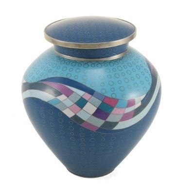 Teal Opulence Cloisonne Copper & Enamel Cremation Urn