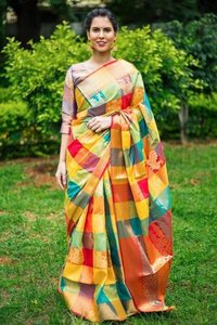 Multicolor Kanchipuram Silk Heavy Zari Work Saree (dnhe5)