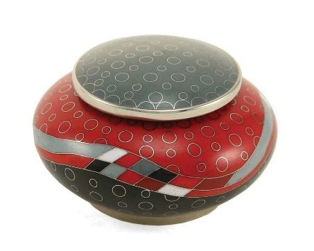 Red Opulence Cloisonne Copper & Enamel Keepsake Cremation Urn