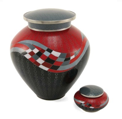 Red Opulence Cloisonne Copper & Enamel Keepsake Cremation Urn