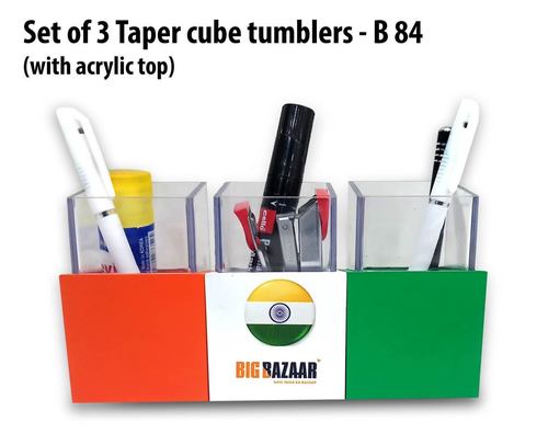 SET OF 3 TAPER CUBE TUMBLERS WITH ACRYLIC TOP