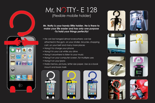 MR. NOTTY: FLEXIBLE MOBILE HOLDER (MULTIPURPOSE) - PVC, 20.3x7.2x3 cm, Multicolor | Ultra Flexible, Adjustable Angle, Multi-Use Holder for Various Applications