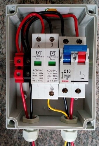 SuRCLe Solar AC Surge & Over Current Protection Box - XLPE Material, 180x130x100mm, 10 Amp MCB, IP67 Waterproof, Elegant Transparent Finish, Suitable for 1Phase 2 kVA Inverter Systems