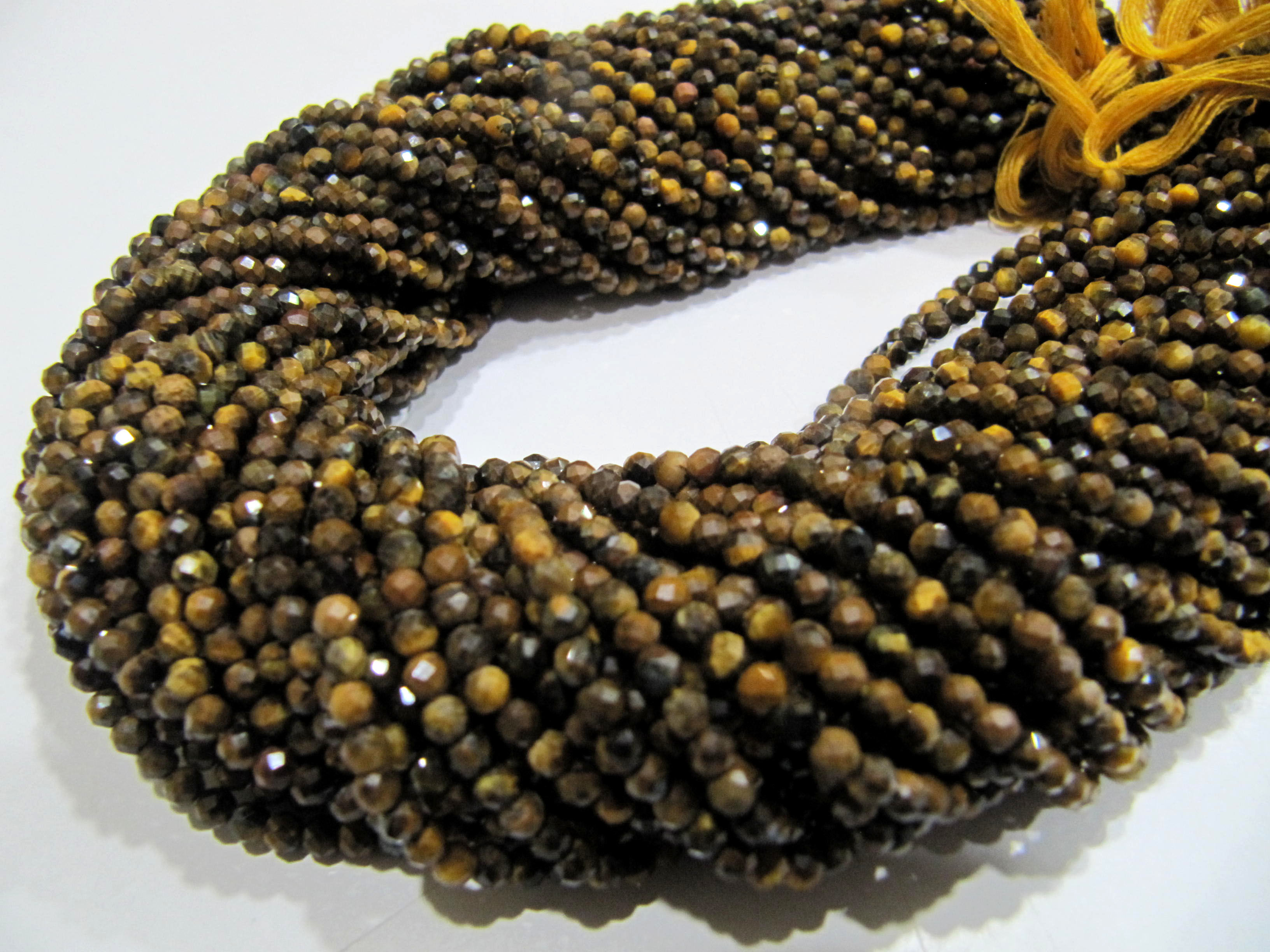 Natural Tiger Eye Rondelle Faceted Beads 3mm Size