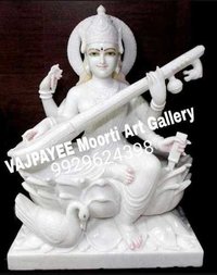 Pure White Marble Saraswati Statue