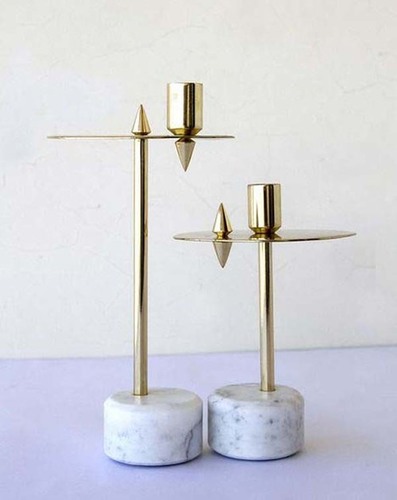 Stone Candle Stand - Iron Material, Gold Finish | Handmade for Wedding Decoration, Party Decor, Artistic Crafting & Gift Giving