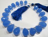 Blue Chalcedony 10x14mm Tear Drop Hydro Quartz Beads