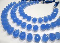 Blue Chalcedony 10x14mm Tear Drop Hydro Quartz Beads