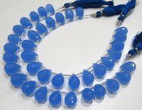 Blue Chalcedony 10x14mm Tear Drop Hydro Quartz Beads