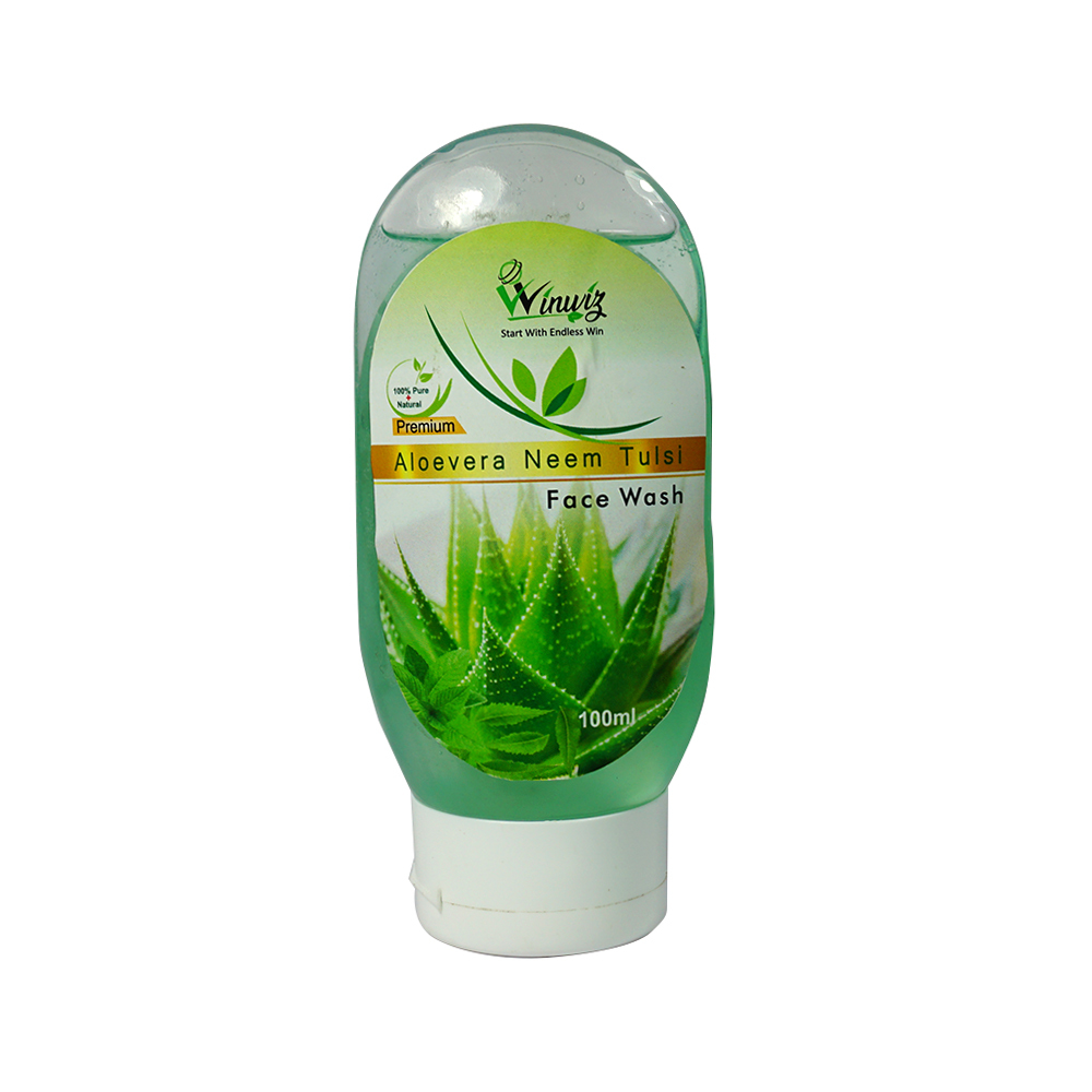 Aloevera Neem Tulsi Liquid Face Wash - Organic Extract, Green Color | Easy to Use, Free from Harmful Chemicals, No Side Effects, Skin Brightening