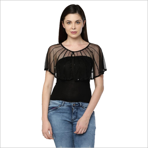 Embroidered Caplet - Cotton Material, Black Color | Breathable Design, No Fade Feature