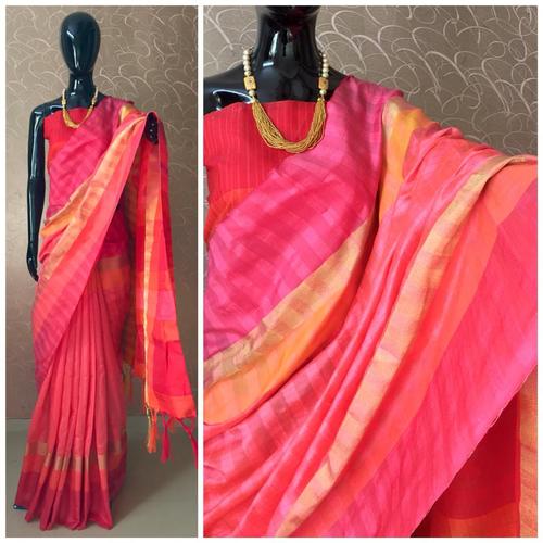 Pink Raw Silk Saree