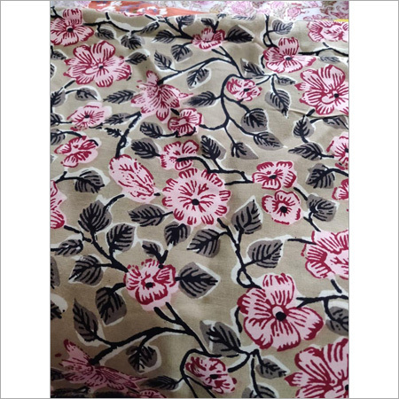 Floral Block Printed Cotton Fabric Floral Block Printed Cotton Fabric