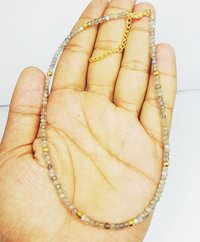 Labradorite and Gold Pyrite 3-4mm Faceted Rondelle Bead Necklace