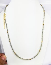 Labradorite and Gold Pyrite 3-4mm Faceted Rondelle Bead Necklace