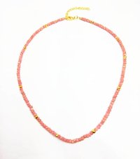 Pink Opal and Gold Pyrite 3-4mm Faceted Rondelle Bead Necklace