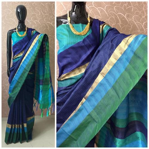 Dark Blue Raw Silk Saree