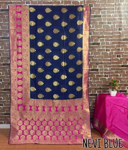 Nevy Blue Banarasi Silk Weaving Saree