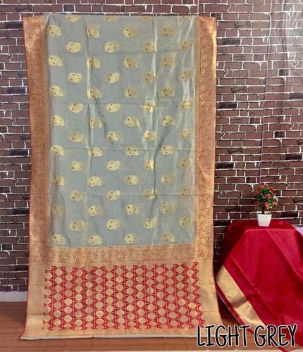 Light Grey Banarasi Silk Weaving Saree