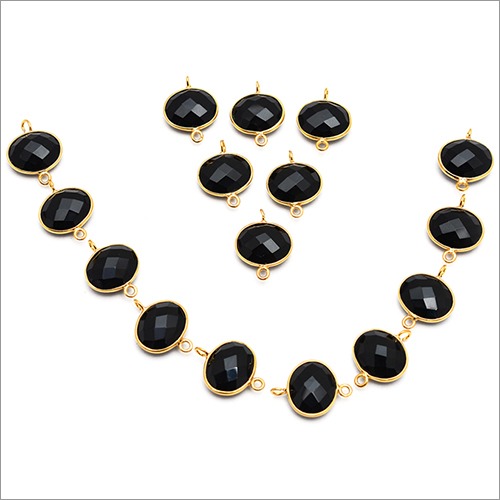 925 Sterling Silver Black Oyx Gold Plated Connector