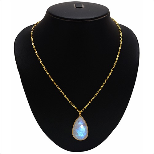 925 Silver White Rainbow Gem Stone Necklace