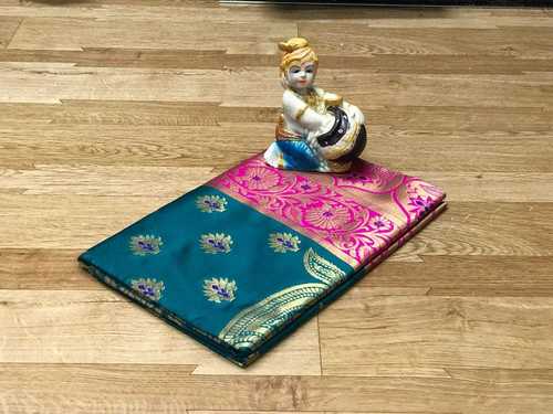 Navy Blue Banarasi Silk Saree