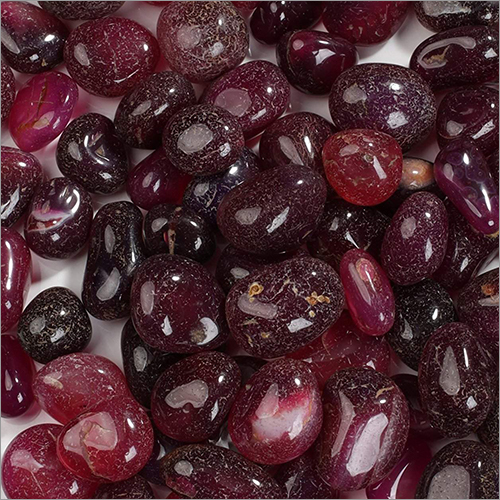 Red Pebble Stone - Crystallized Glass Stone, 25 Millimeter Thickness, Polished Finish - Lightweight, Crack-Free, Ideal for Landscaping and Indoor Environments