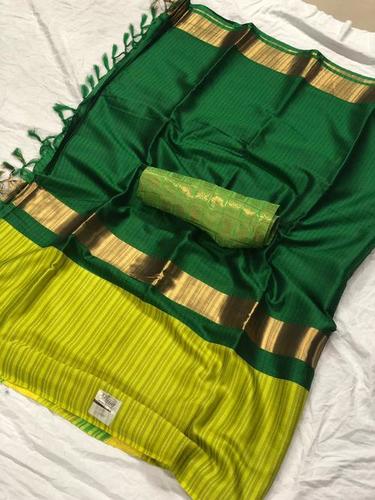 Dark Green Pure Cotton Silk Saree