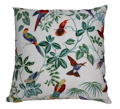 Multicolor Bird & Flower Print Cushion Dimensions: 40*40  Centimeter (Cm)