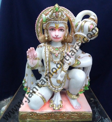 White Hanuman Marble Statue