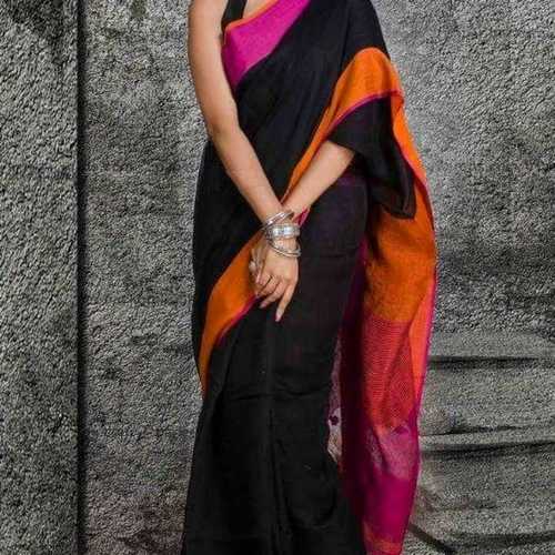 Plain linen saree