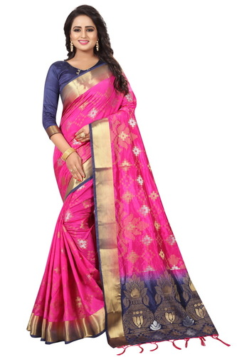 Pink Cotton Silk Saree