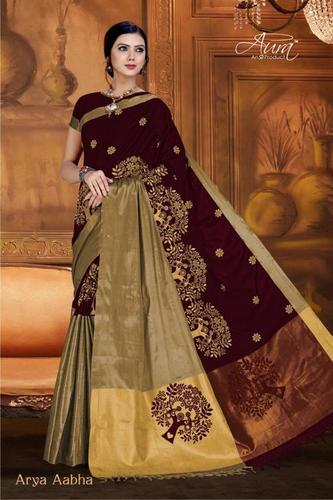 Dark Maroon Pure Silk Cotton Saree