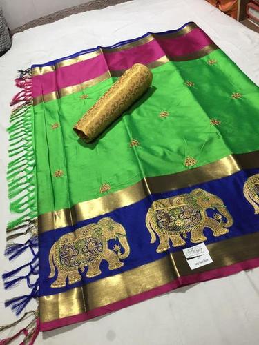 Green Pure Silk Cotton Saree