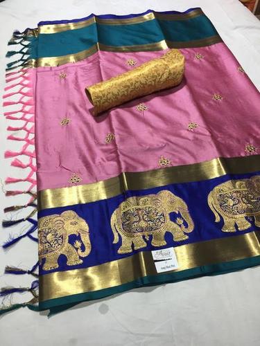 Pink Pure Silk Cotton Saree