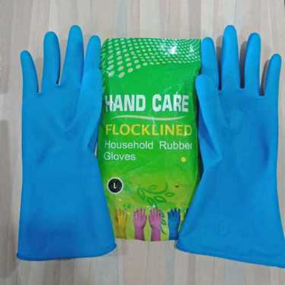 Blue Flocklined Household Hand Gloves