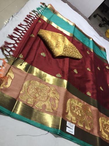 Red Pure Silk Cotton Saree