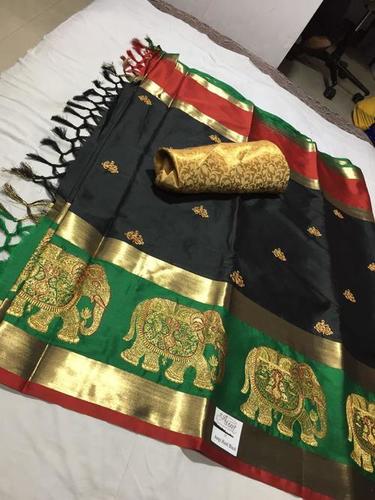 Black Pure Silk Cotton Saree
