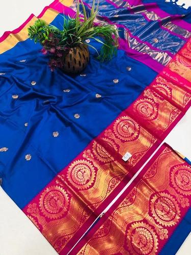 Blue Pure Cotton Silk Saree