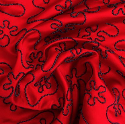Embroidered Dupioni Fabric / Dhupion Embroidery Fabric
