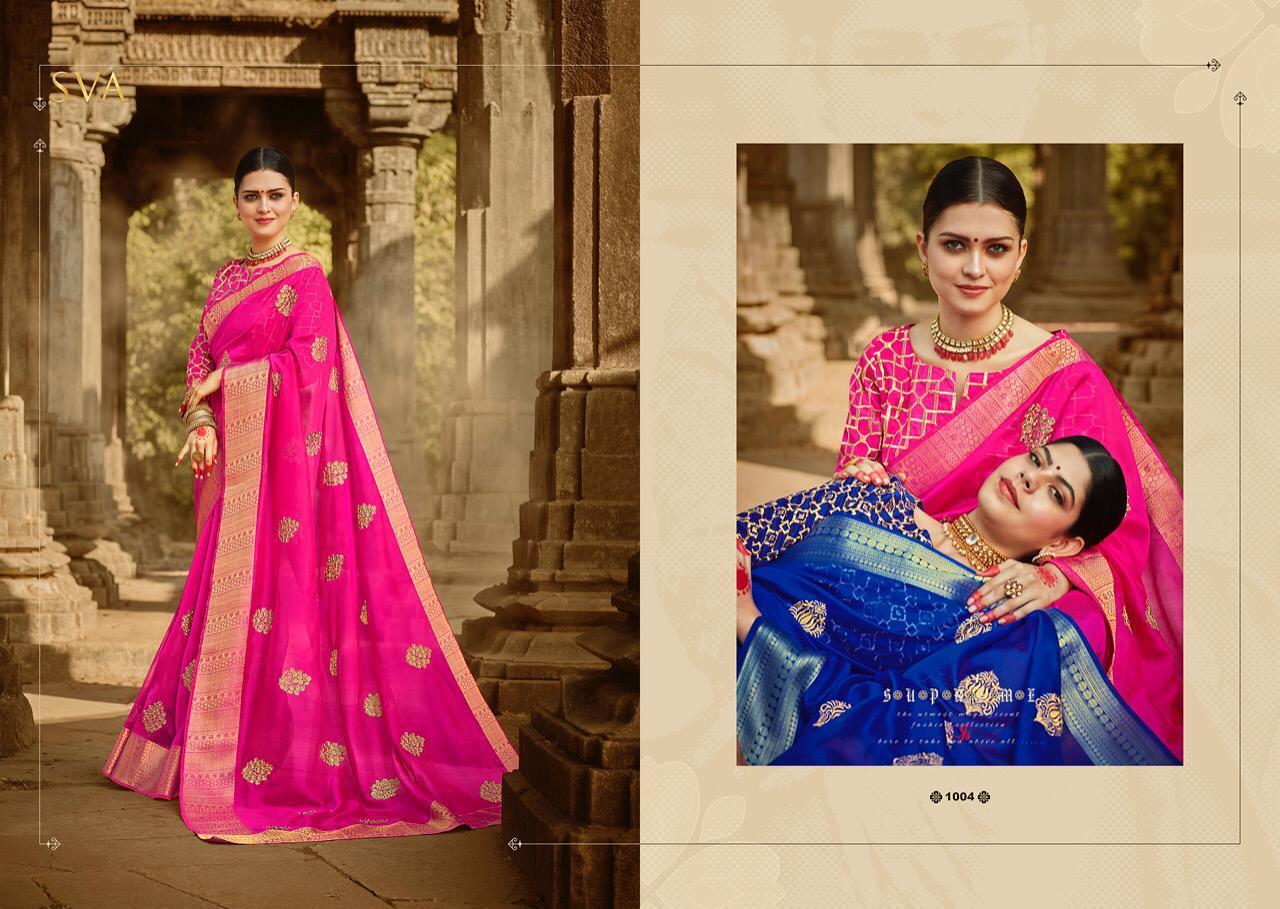 Hot Pink Patch Border Work Viscose Designer Saree