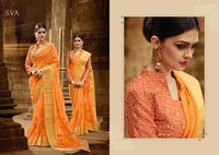 Hot Pink Patch Border Work Viscose Designer Saree